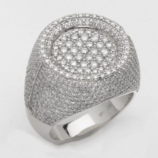 14KW 5.55CTW DIAMOND ROUND HEAD MENS RING