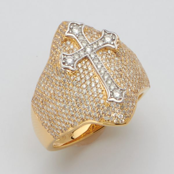 14KY+W 2.05CTW DIAMOND MENS RING  - FLEUR DE LIS