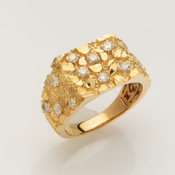 14KY 1.00CTW DIAMOND SQUARE FACE NUGGET RING