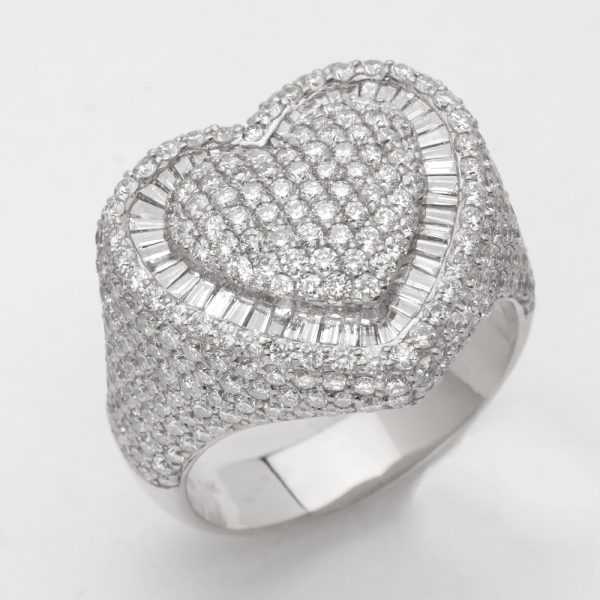 14KW 4.65CTW DIAMOND PUFFED HEARD MENS RING