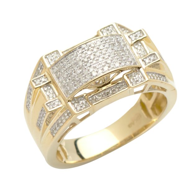 10KY 0.50CTW DIAMOND SQUARE CLUSTER 3-D MENS RING