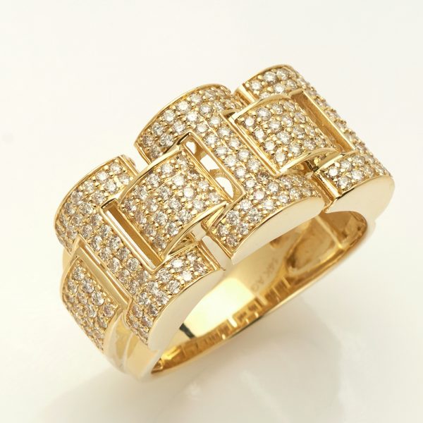 14KY 1.70CTW DIAMOND MENS ROLEX LINK RING