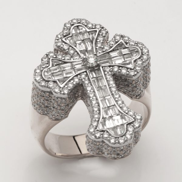 14KW 4.40CTW BAGUETTE DIAMOND FLEUR DE LIS MENS