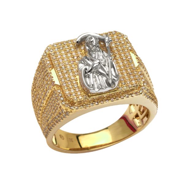 10KY 1.50CTW DIAMOND SANTA MUERTE MENS RING