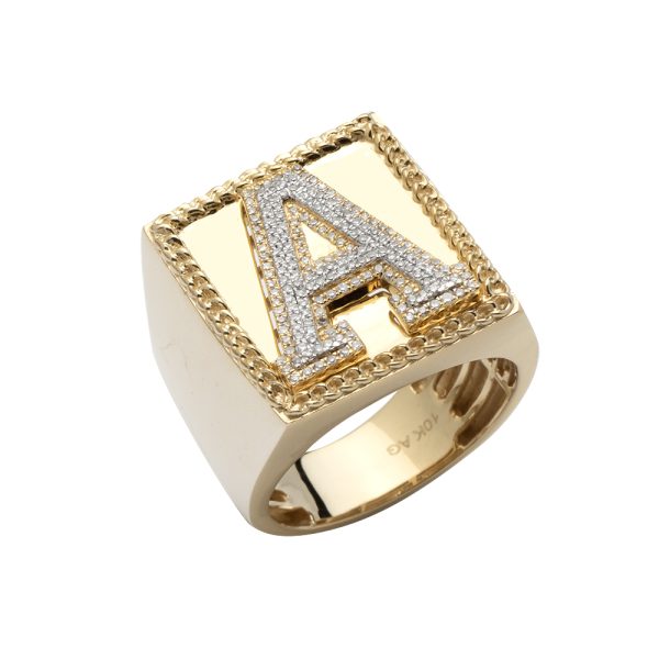 10KY 0.45CTW DIAMOND TWO- TONE INITIAL MENS RING