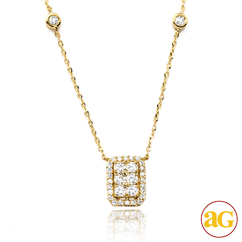 14KY 0.50CTW DIAMOND NECKLACE - VERTICAL RECTANGLE