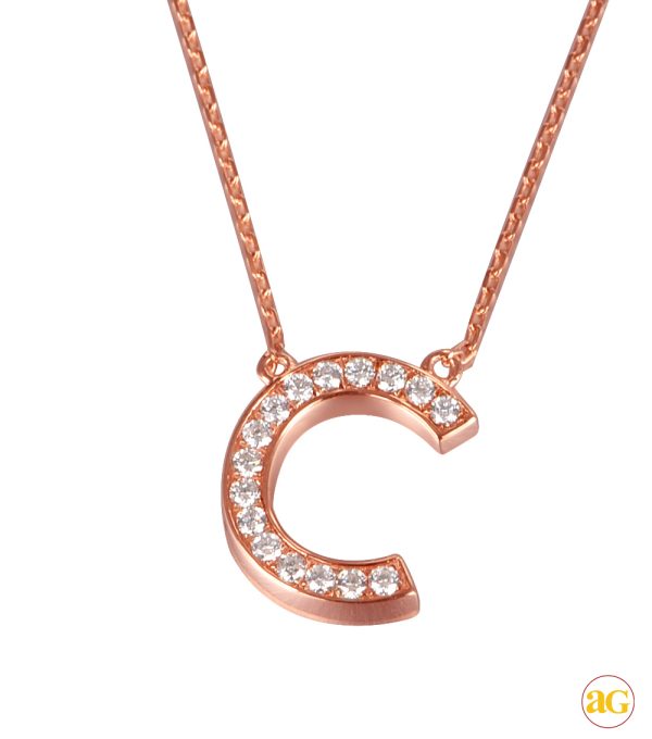 14KR 0.15CTW DIAMOND INITIAL NECKLACE