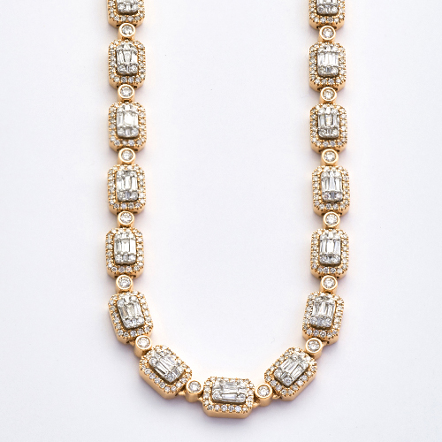 10KY+W  10.15 CTW BAGUETTE NECKLACE 22"