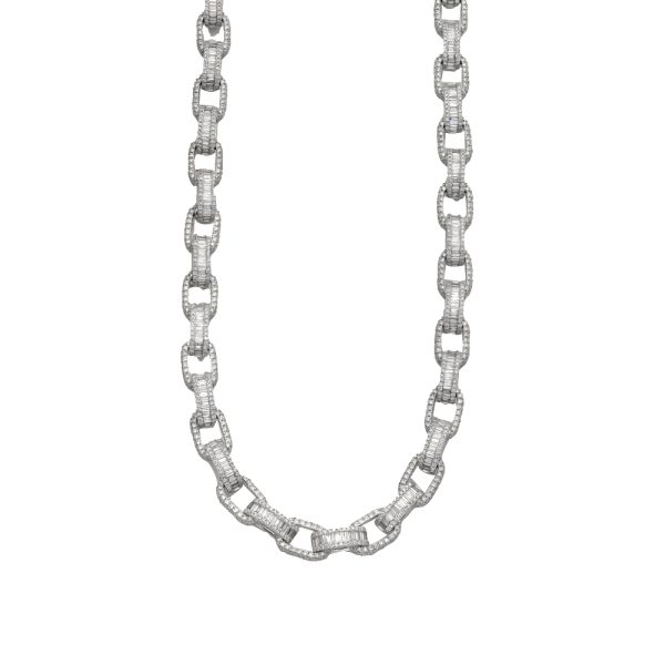 14KW 27.01CTW BAGUETTE DIAMOND ROLO CHAIN