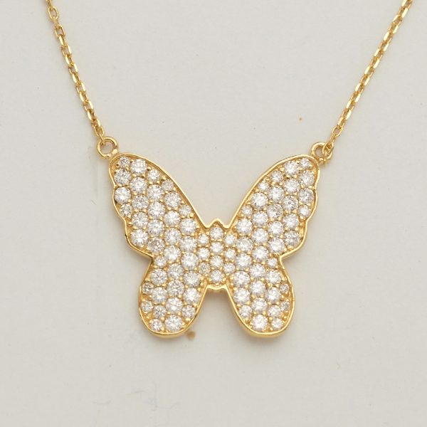 14KY 1.25CTW DIAMOND BUTTERFLY NECKLACE