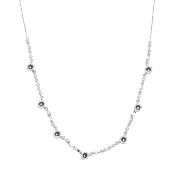 14KW 0.50CTW DIAMOND EVIL EYE NECKLACE W/