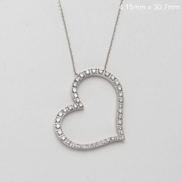 14KW 2.25 CTW DIAMOND OPEN HEART NECKLACE