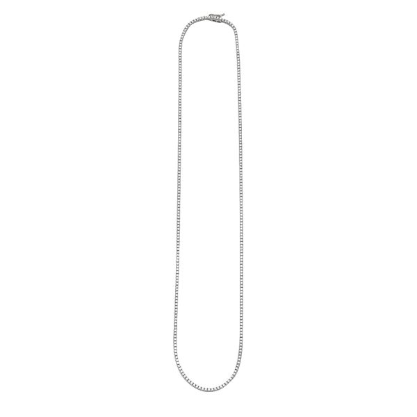 14KW 3.55CTW DIAMOND 4-PRONG TENNIS NECKLACE