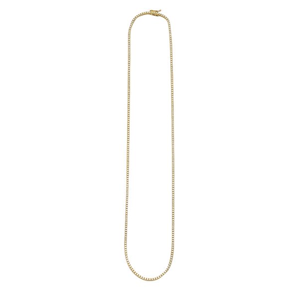 14KY 3.90CTW DIAMOND 4-PRONG TENNIS NECKLACE