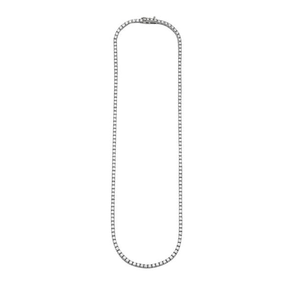 14KW 8.05CTW DIAMOND 4-PRONG TENNIS NECKLACE