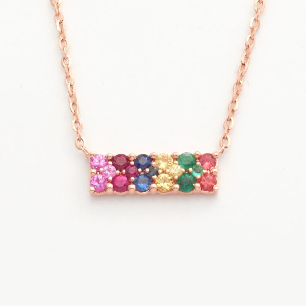 14KR MULTICOLOR SAPR. 0.30CT NECKLACE