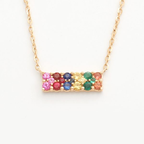 14KY MULTICOLOR SAPR. 0.30CT NECKLACE