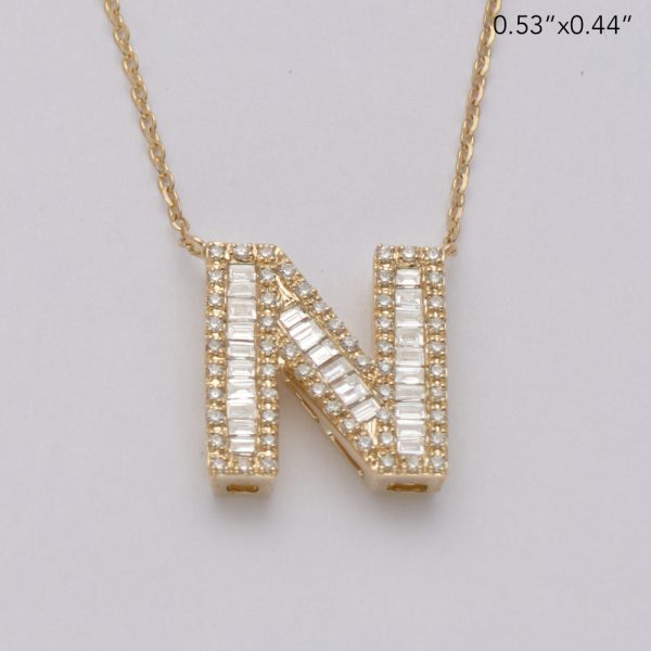 14KY 0.40CTW BAGUETTE DIAMOND ALPHABET NECKLACE