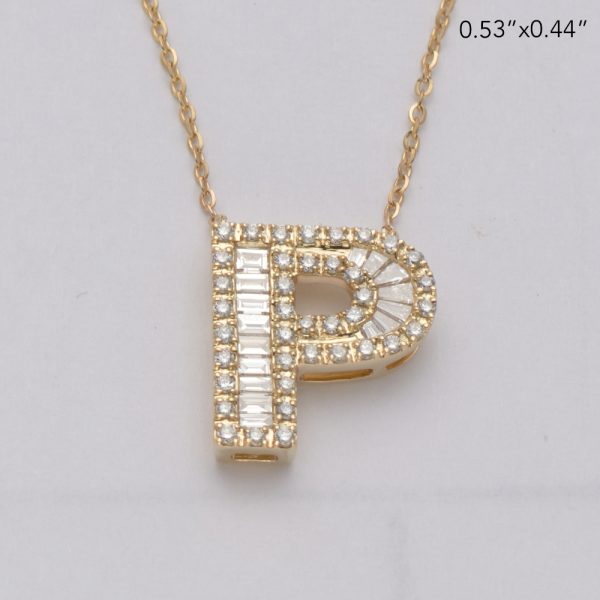 14KY 0.40CTW BAGUETTE DIAMOND ALPHABET NECKLACE