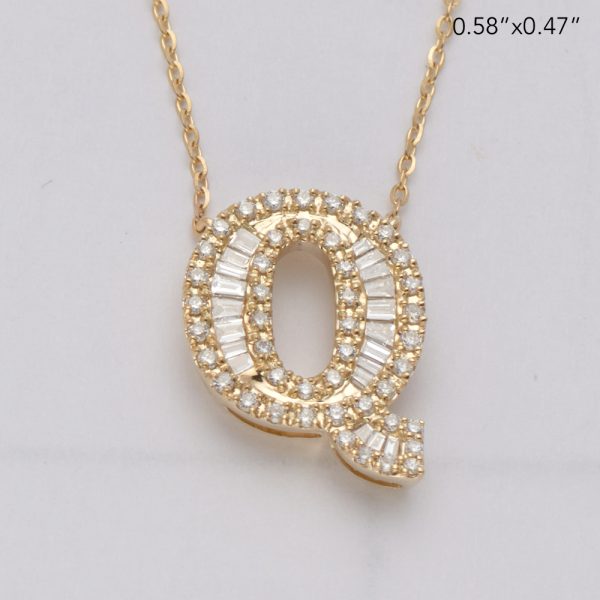 14KY 0.40CTW BAGUETTE DIAMOND ALPHABET NECKLACE