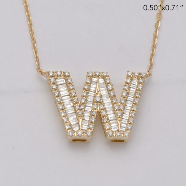 14KY 0.50CTW BAGUETTE DIAMOND ALPHABET NECKLACE