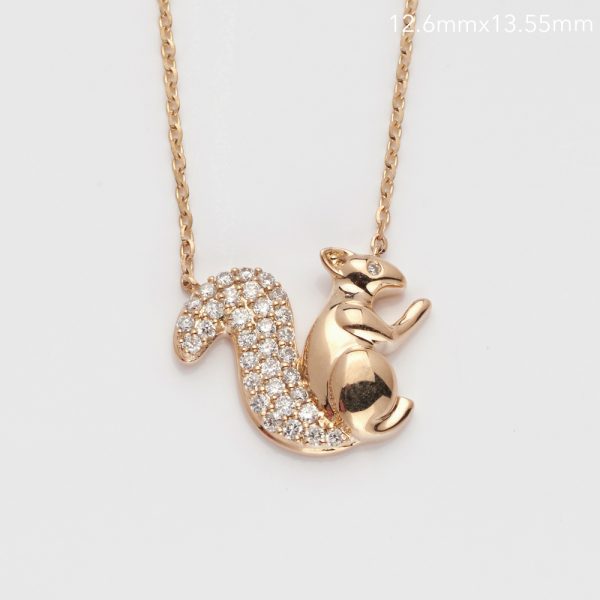 14KY 0.25CT DIAMOND SQUIRREL NECKLACE