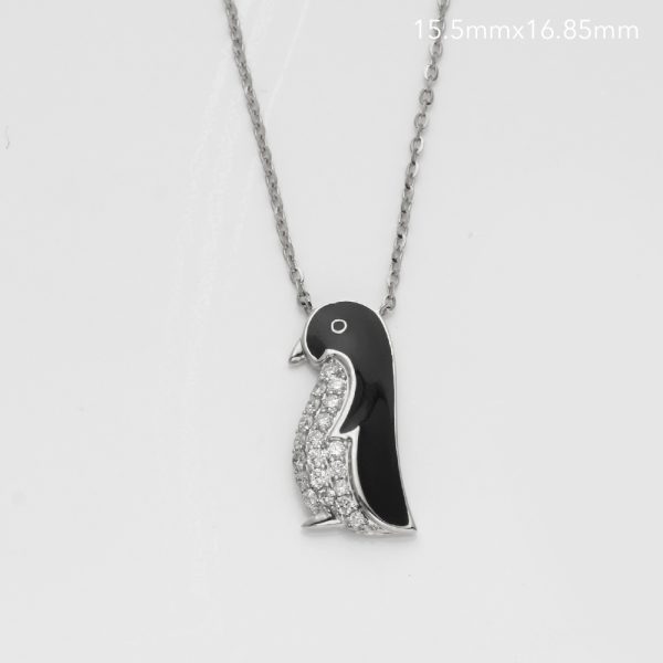 14KW 0.15CT DIAMOND PENGUIN NECKLACE