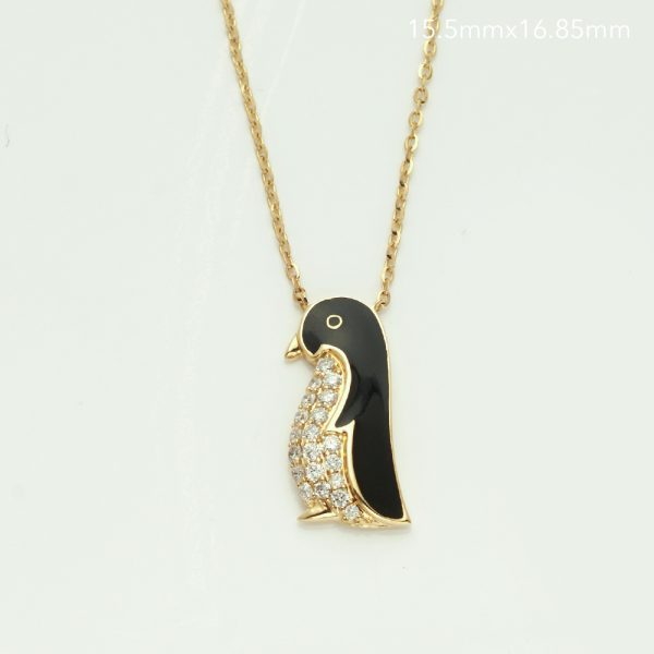 14KY 0.15CT DIAMOND PENGUIN NECKLACE