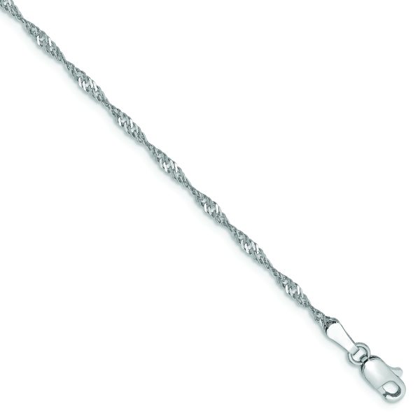 14k White Gold 1.7mm Singapore Chain Anklet