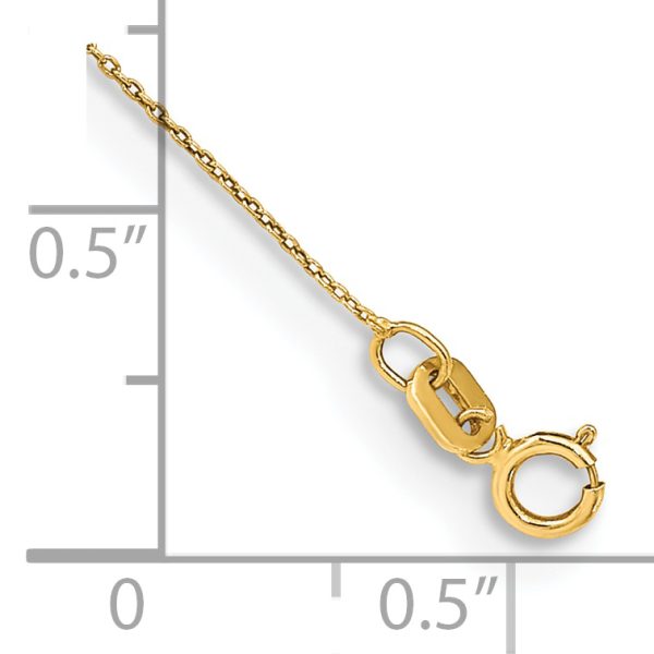 14k .75mm Round Open Link Cable Chain Anklet - Image 2