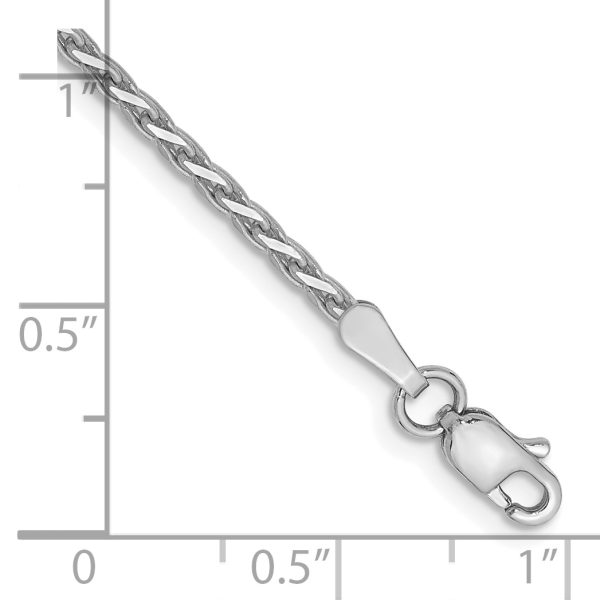 14k WG 1.6mm D/C Parisian Wheat Chain Anklet - Image 2