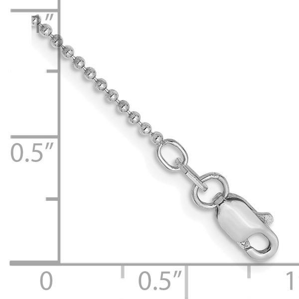 14k WG 1.2mm D/C Beaded Chain Anklet - Image 2