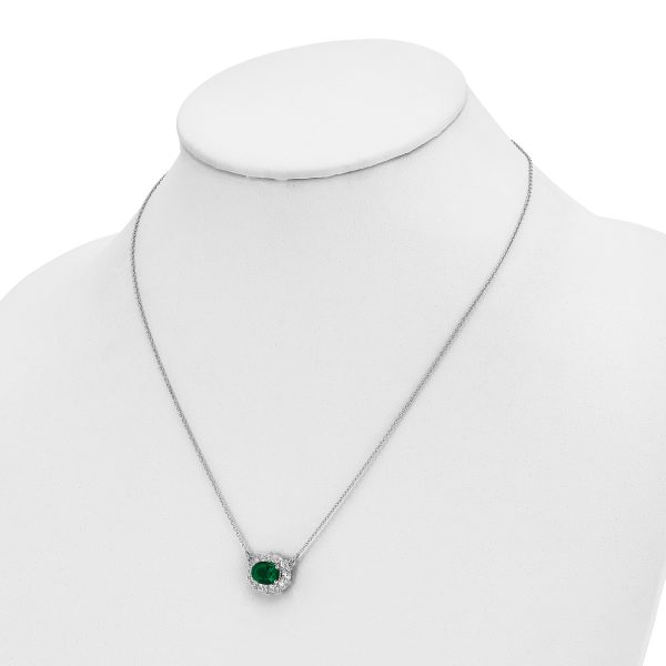 14K White Gold Lab Grown Dia. VS/SI FGH Lab Created Emerald Necklace - Image 3