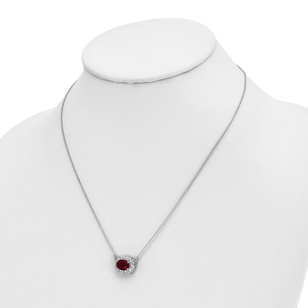 14K White Gold Lab Grown Dia. VS/SI FGH Lab Created Ruby Necklace - Image 3