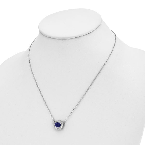 14K White Gold Lab Grown Dia. VS/SI FGH Lab Created Sapphire Necklac - Image 3