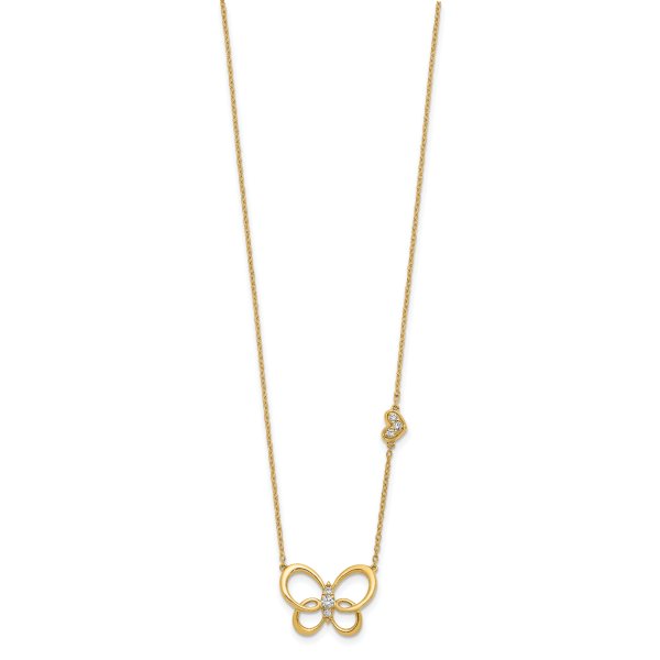 14k Diamond Butterfly 18in Necklace - Image 2