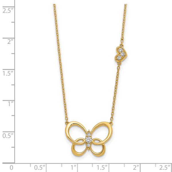 14k Diamond Butterfly 18in Necklace - Image 3