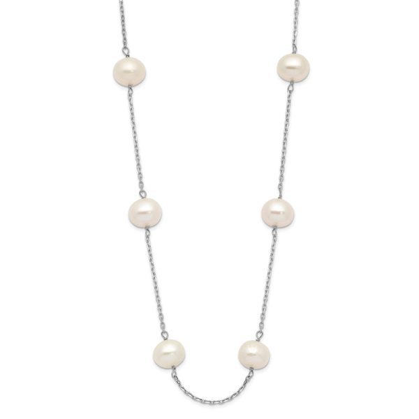 14K White Gold 6-7mm Near-Round FW Cultured Pearl 12-station Necklace