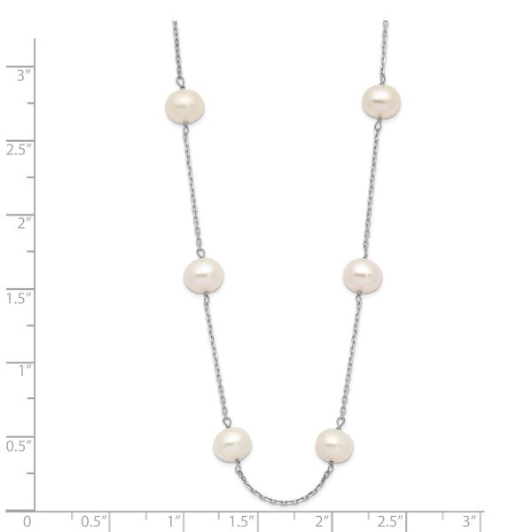 14K White Gold 6-7mm Near-Round FW Cultured Pearl 12-station Necklace - Image 2