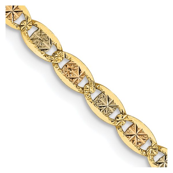 14k 2.75mm Tri-color Gold Pav? Valentino Chain