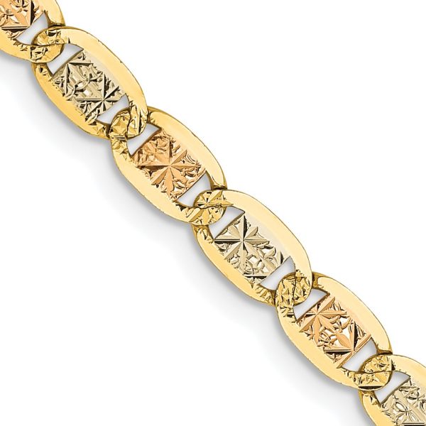 14k 3.8mm Tri-color Gold Pav? Valentino Chain