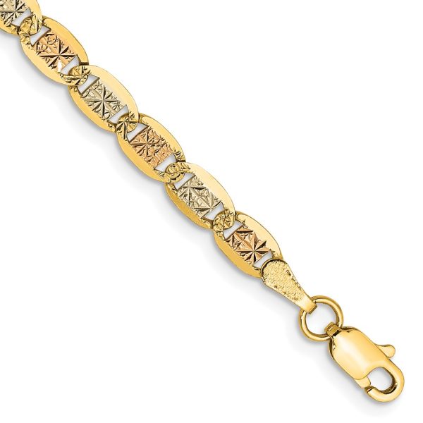 14k 3.8mm Tri-color Gold Pav? Valentino Chain