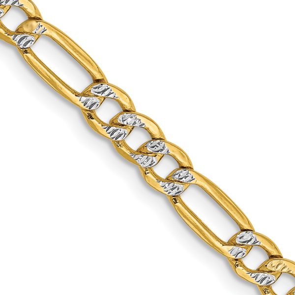 14k 3.9mm Semi-solid with Rhodium Pav? Figaro Chain