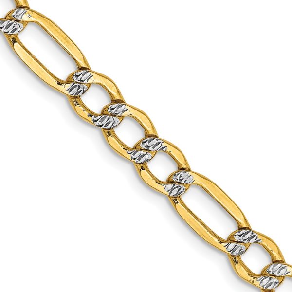 14k 5.25mm Semi-solid with Rhodium Pav? Figaro Chain