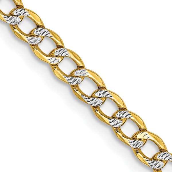 14k 3.4mm Semi-solid with Rhodium Pav? Curb Chain