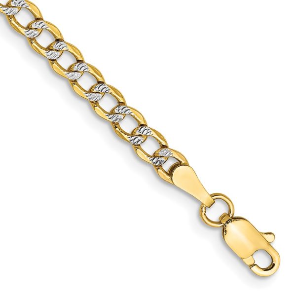 14k 3.4mm Semi-solid with Rhodium Pav? Curb Chain