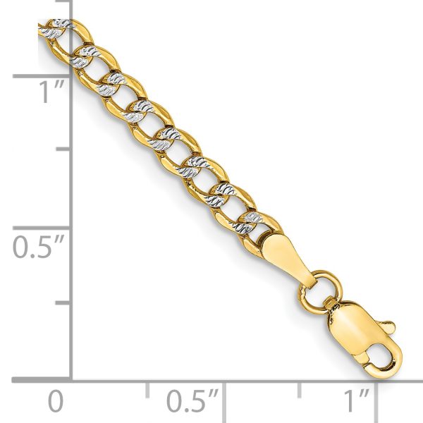 14k 3.4mm Semi-solid with Rhodium Pav? Curb Chain - Image 2