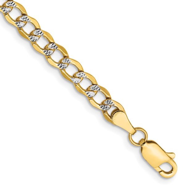 14k 4.3mm Semi-solid with Rhodium Pav? Curb Chain