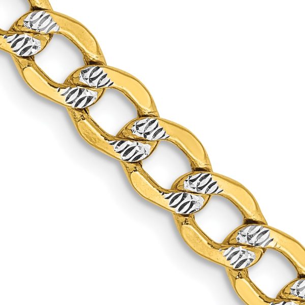 14k 5.2mm Semi-solid with Rhodium Pav? Curb Chain