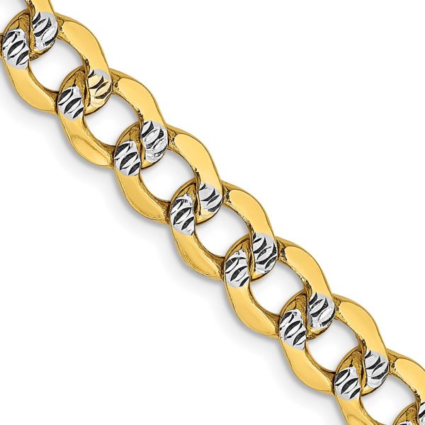 14k 6.75mm Semi-solid with Rhodium Pav? Curb Chain